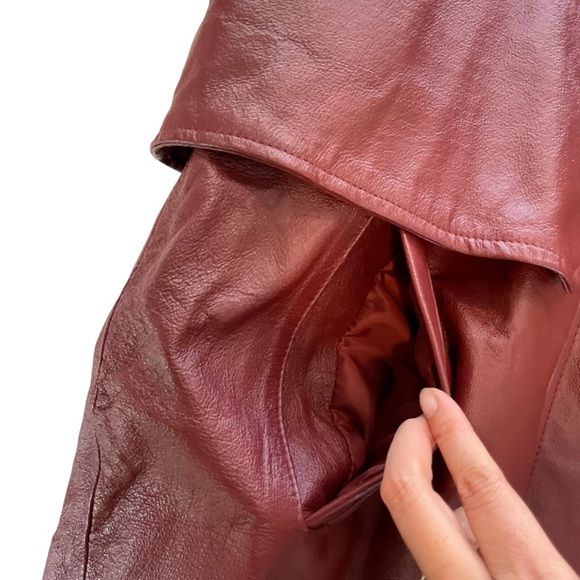 VTG 90s Phase Two Men’s XL Long Red Leather Jacket Removable Hood/Liner Parka - Picture 7 of 17